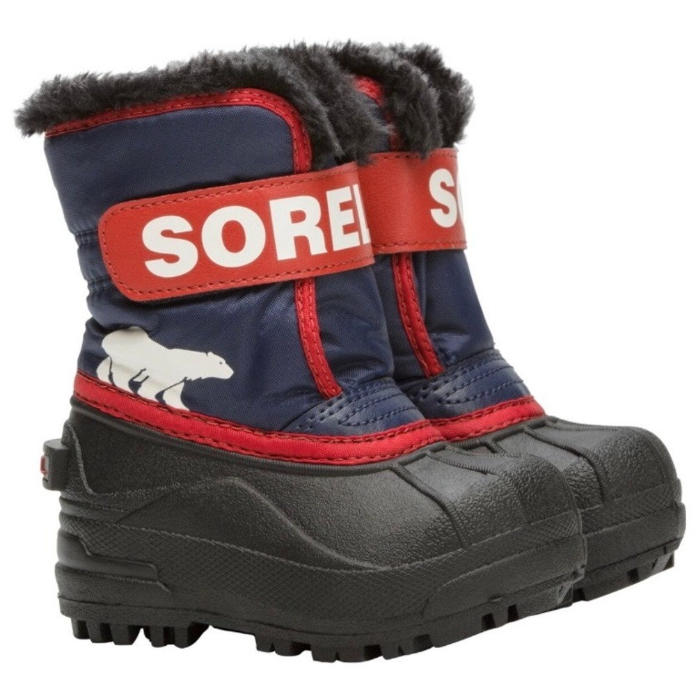 Sorel Snow Commander Snow Boots Logo Blue Red Little‎ Kids SZ 5